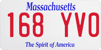 MA license plate 168YV0