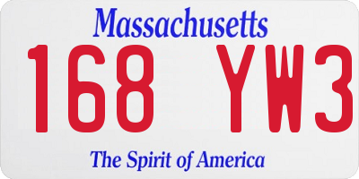 MA license plate 168YW3