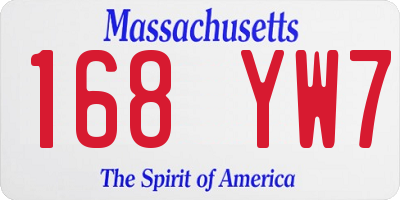 MA license plate 168YW7