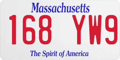 MA license plate 168YW9