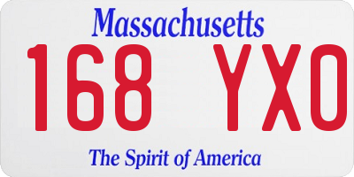 MA license plate 168YX0