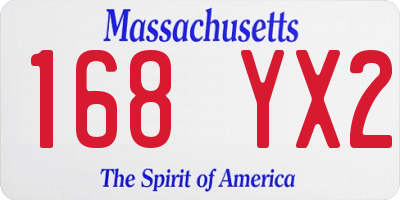MA license plate 168YX2