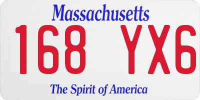 MA license plate 168YX6