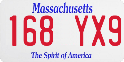 MA license plate 168YX9