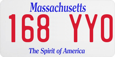 MA license plate 168YY0