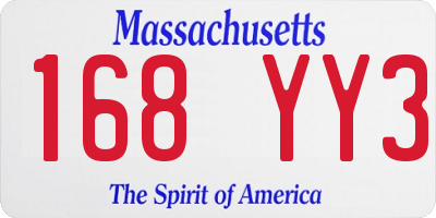 MA license plate 168YY3
