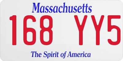 MA license plate 168YY5