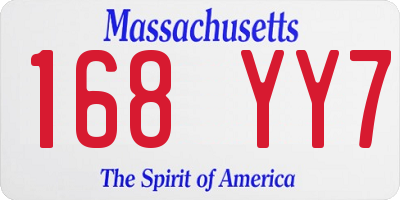 MA license plate 168YY7