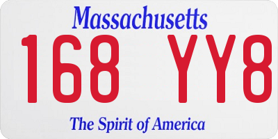 MA license plate 168YY8