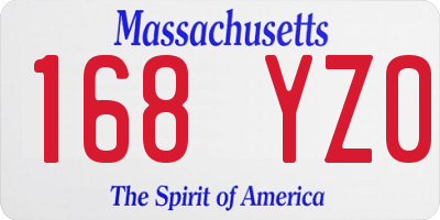 MA license plate 168YZ0