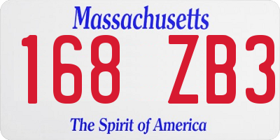 MA license plate 168ZB3