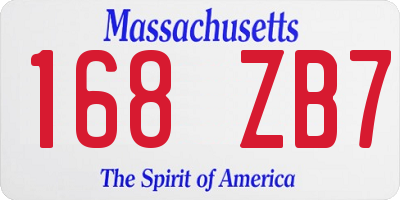 MA license plate 168ZB7
