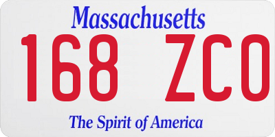 MA license plate 168ZC0