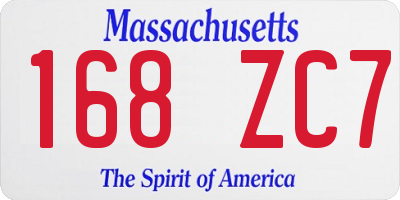 MA license plate 168ZC7