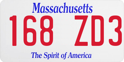 MA license plate 168ZD3