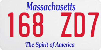 MA license plate 168ZD7