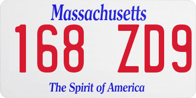 MA license plate 168ZD9