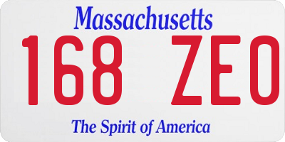 MA license plate 168ZE0