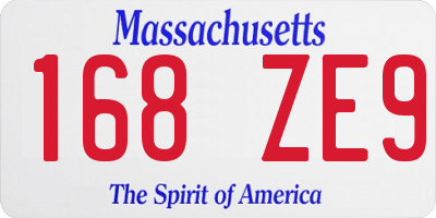 MA license plate 168ZE9