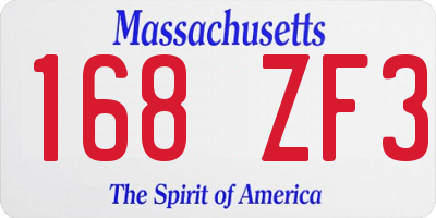 MA license plate 168ZF3