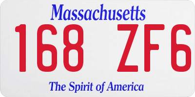 MA license plate 168ZF6