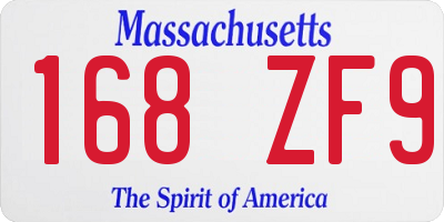 MA license plate 168ZF9