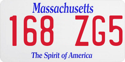 MA license plate 168ZG5