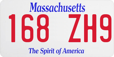 MA license plate 168ZH9
