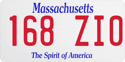 MA license plate 168ZI0