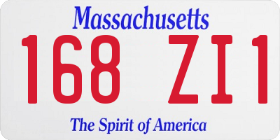 MA license plate 168ZI1
