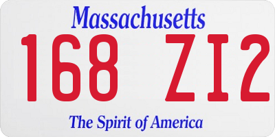 MA license plate 168ZI2