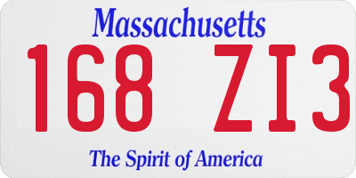 MA license plate 168ZI3