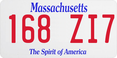 MA license plate 168ZI7