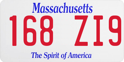 MA license plate 168ZI9