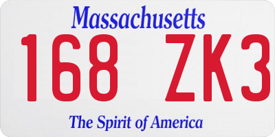 MA license plate 168ZK3