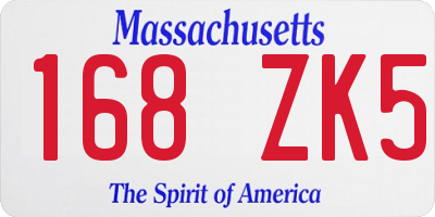 MA license plate 168ZK5