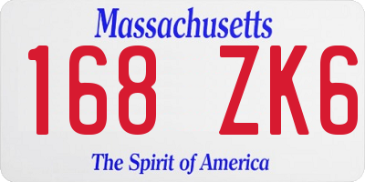 MA license plate 168ZK6