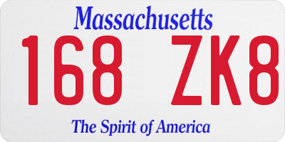 MA license plate 168ZK8