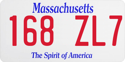 MA license plate 168ZL7