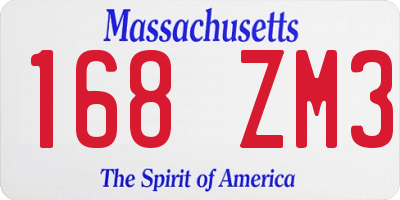MA license plate 168ZM3