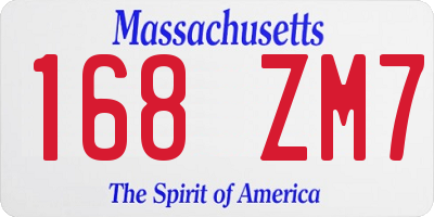 MA license plate 168ZM7