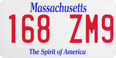 MA license plate 168ZM9