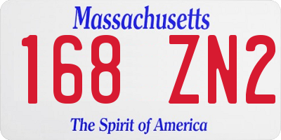 MA license plate 168ZN2