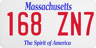 MA license plate 168ZN7