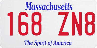 MA license plate 168ZN8