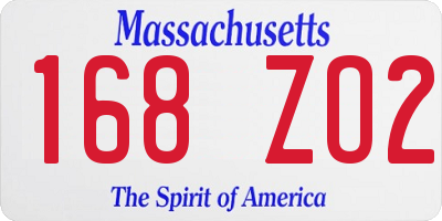 MA license plate 168ZO2