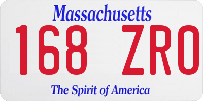 MA license plate 168ZR0
