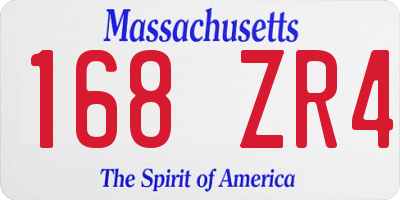 MA license plate 168ZR4