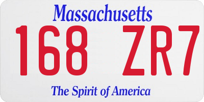 MA license plate 168ZR7