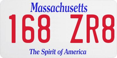MA license plate 168ZR8